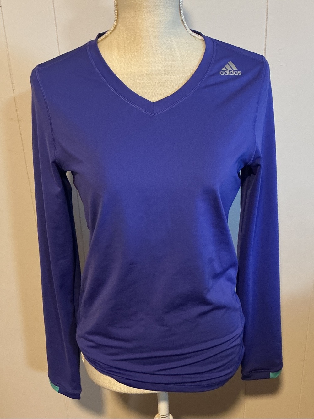 adidas Women's Long-Sleeve V-Neck Top in Violet